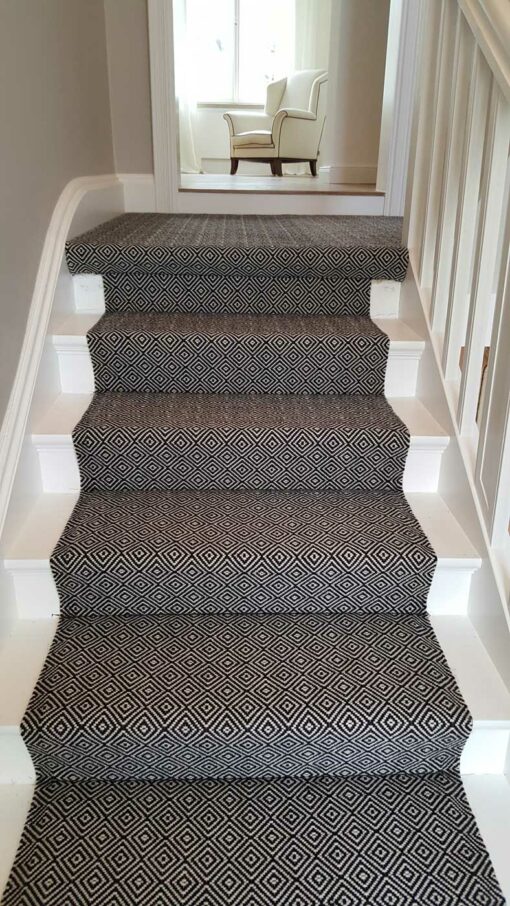 Flatweave Stair runners, Diamond Black & White | Hartley & Tissier