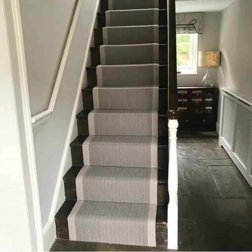 Flatweave Stair runner with border, Herringbone collection