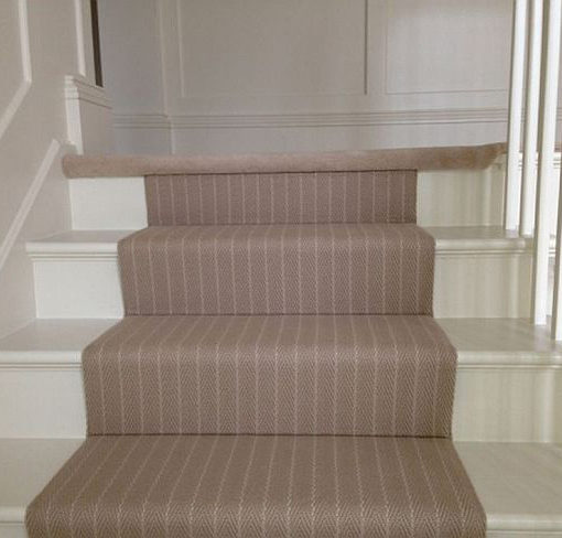 Tapis d'escalier tissé plat, Stripes. Claire Putty CF 05