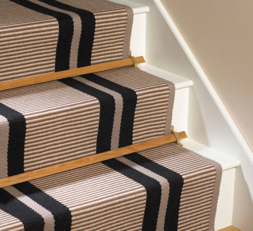 Tapis d'escalier tissé plat, Transat PNT16 black