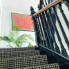 Stair runner on stairs, with Houndstooth Balck