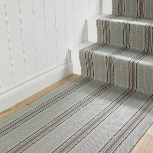 Tapis d'escalier tissé plat, 100% laine, Kelly JD Celadon