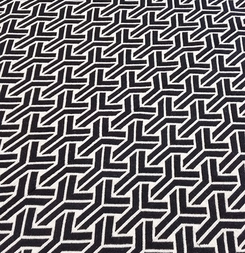 Tapis d'escalier sur mesure, Tissé à plat, Large Trafal Black & White