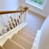Kelly Solid KS01 flatweave stair runner on white staircase