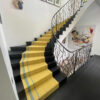 Bespoke stair runners, flatweave Special KS, yellow & Celadon