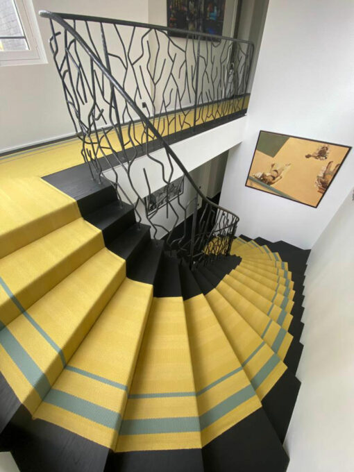 Bespoke stair runners, flatweave Special KS, yellow & Celadon