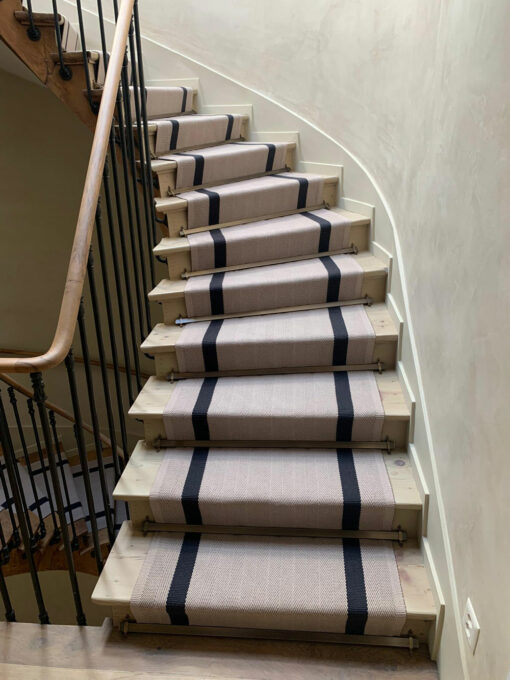 Bespoke stair runners, Flatweave Special Stripe. Putty & Anthracite