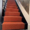 Tapis d'escalier tissé plat Herringbone Bright Orange, 100% laine.