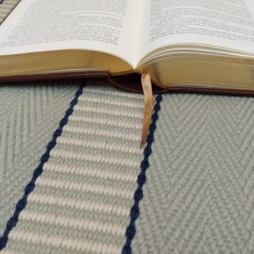 Close-up of striped Greta Willow stair runner