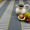 Close-up of striped Greta Lead stair runner